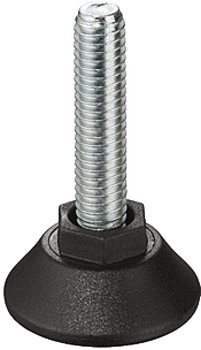 Adjusting screw, M10 thread, rigid, with plastic foot plate