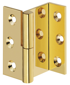 Furniture butt hinge, brass, for butting overlay doors