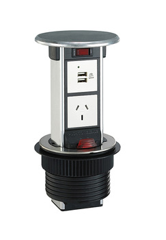 Pop up duo outlet, 1 x GPO, 2 x USB A