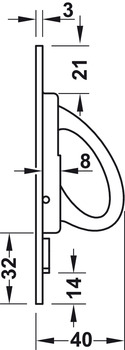 Pull handle, for sliding doors, without lock case