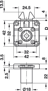 Roller shutter rim lock, Symo, backset 24.5 mm