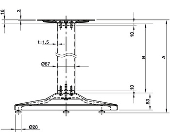 Single column table base, Flat base