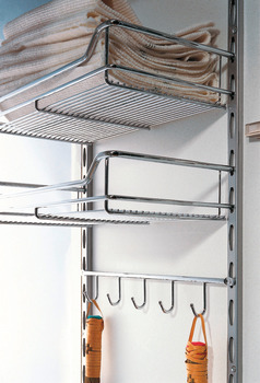 Tube and nozzle holder, steel, utensil holder system, for hanging rail