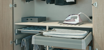 Ironing board, ironfix, lateral installation in drawer