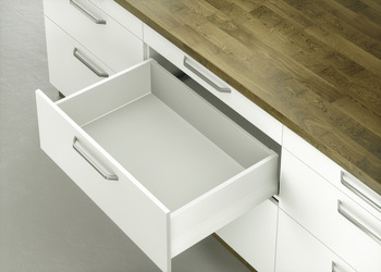 MX Pot Drawer, Häfele Moovit Box P70, with height extension side panel, drawer side height 92 mm, load bearing capacity 70 kg