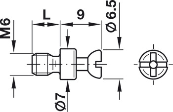 Connecting bolt, Häfele Rafix S20, with M6 thread