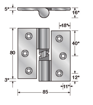 Screw fix partition fittings, Gravity hinge