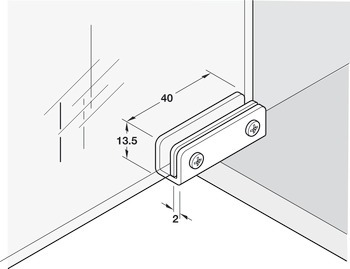 Simplex-Inset Glass Door Hinge, Opening Angle 110°