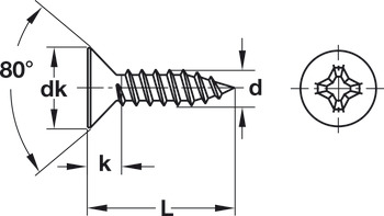 Sheet metal screw, Countersunk head, PH cross slot, DIN 7982