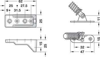 Shoe rack fitting, Flap-Ex, with spring bearing in opening and closing direction