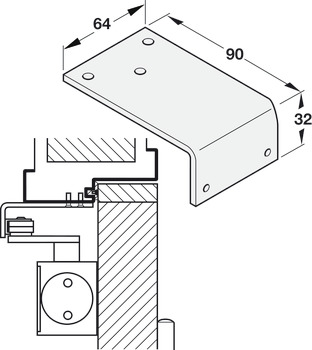 Extended parallel arm bracket, for DCL door closers