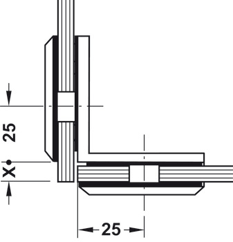 Tumbler holder, for glass-glass connections, 90° glass front