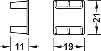Cabinet connector, For Häfele Dresscode aluminium frame system