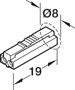 Extension lead, for Häfele Loox5 24 V, 4-way, 2-pin (monochrome)