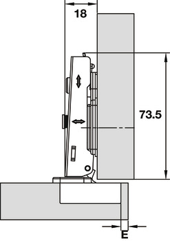 Concealed hinge, Hafele Metalla 310, Opening angle 110°, full overlay mounting