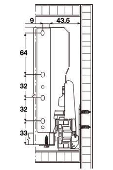 H167R Drawer set, Häfele Matrix Box S, 84mm drawer side height, with rectangular railing