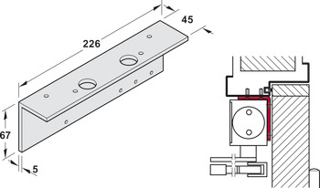 Soffit fixing bracket, for overhead installation, for Geze TS 2000 NV and TS 3000 V