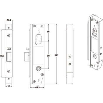 Mortice lock, Startec Short Backset series, 30mm backset lock
