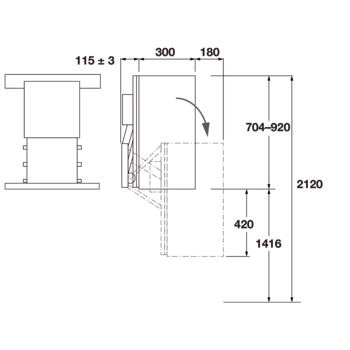 Lift system for overhead cupboards, Ropox Diagonal