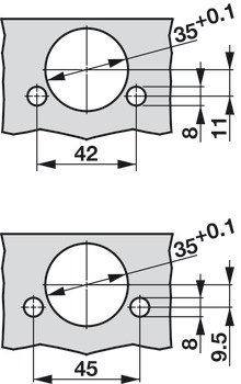 Overlay corner angle hinge, Tiomos -45º