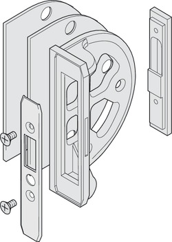 Sliding door lock, Hawa Toplock, angled striking plate