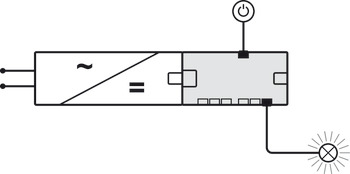 6-way distributor, Häfele Loox5 12 V box to box with switching function 2-pin (monochrome)