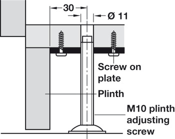 Screw-on plate, For plinth adjusting fitting