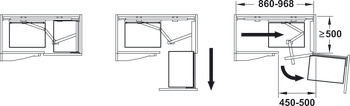 Pivoting extension fitting, corner cabinet pivoting extension fitting