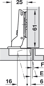 Concealed hinge, Häfele Duomatic Plus Titanium 110°, half overlay mounting/twin mounting