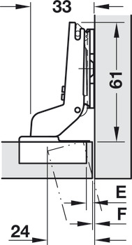 Concealed hinge, Häfele Metalla 510 SM 110°, inset mounting