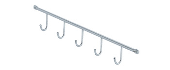 Hook rail, steel, utensil holder system, for hanging rail