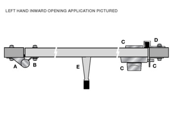 Bolt through partition fitting, Complete hold open hinge set (A+C+D+E)