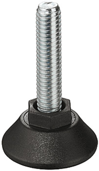 Adjusting screw, M10 thread, rigid, with plastic foot plate