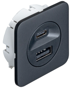 USB charging station, Häfele Loox5, USB-A / USB-C, 24 V